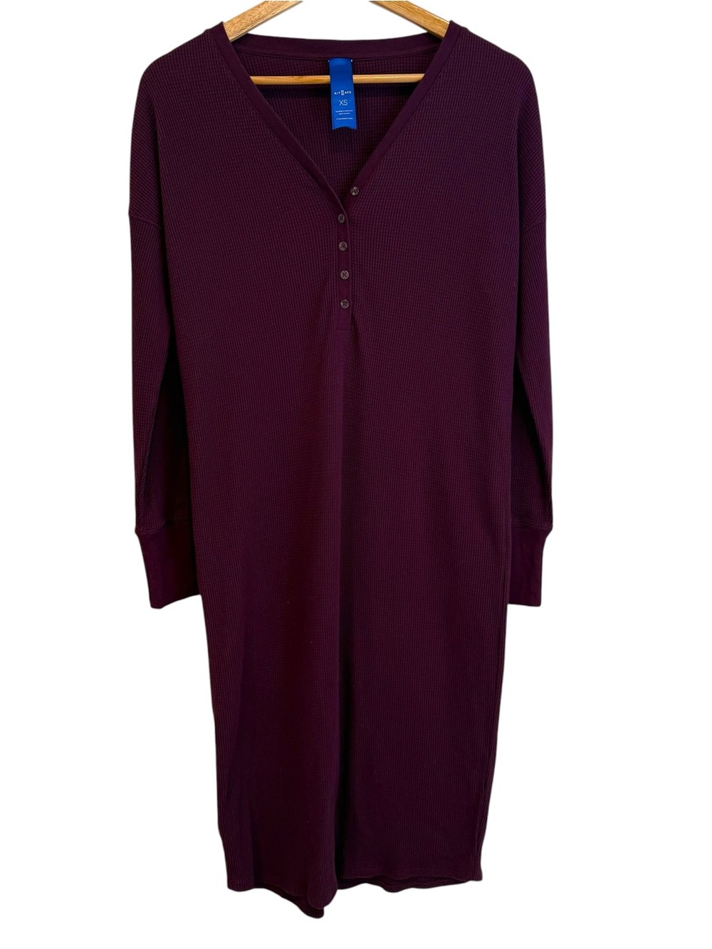 Kit and Ace Purple Dawn Waffle Midi Length, Long Sleeve Lounge Dress Size XS